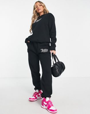 Juicy Couture fleeced cuffed joggers co-ord in black