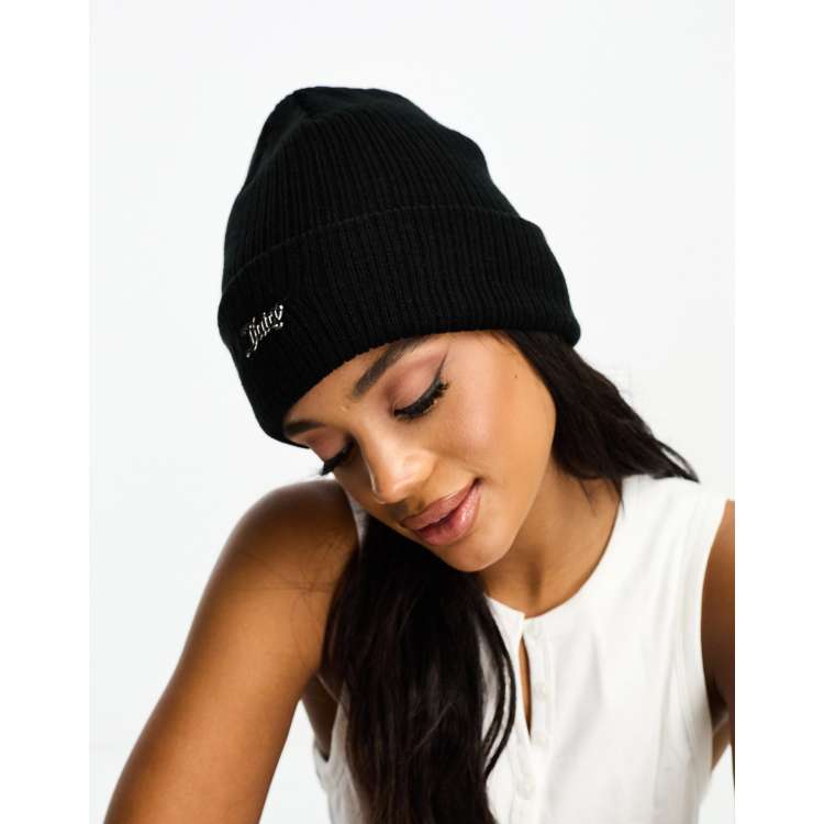 Juicy Couture fluffy knit beanie hat in black | ASOS