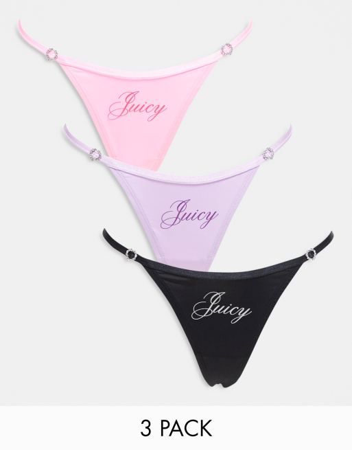 Juicy Couture 3-pack Strappy Bikini Panties in Pink