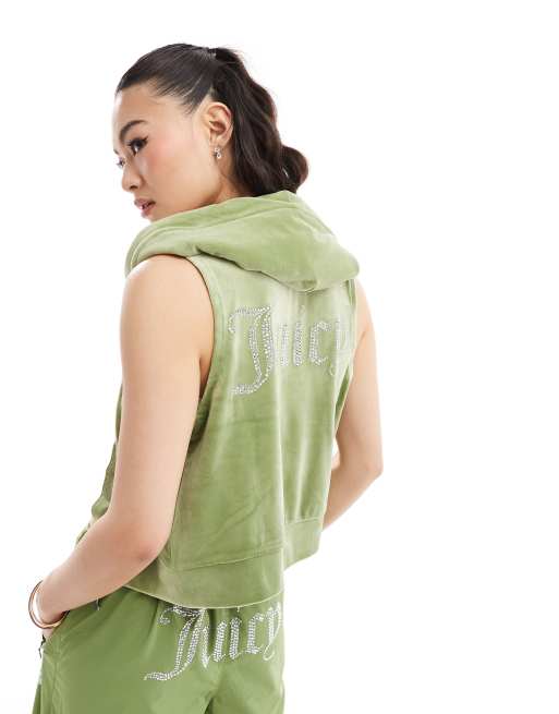 Juicy Couture Gilly velour gilet in moss