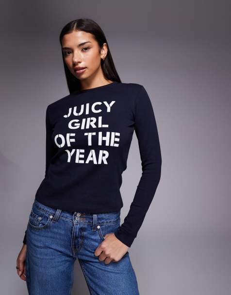 Juicy Couture girl of the year logo long sleeve top in night sky - view 1