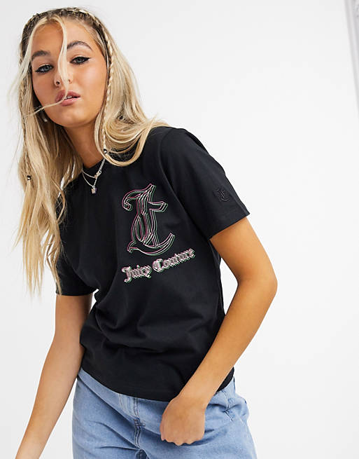 Juicy Couture girlfriend tee with glitch graphic | ASOS