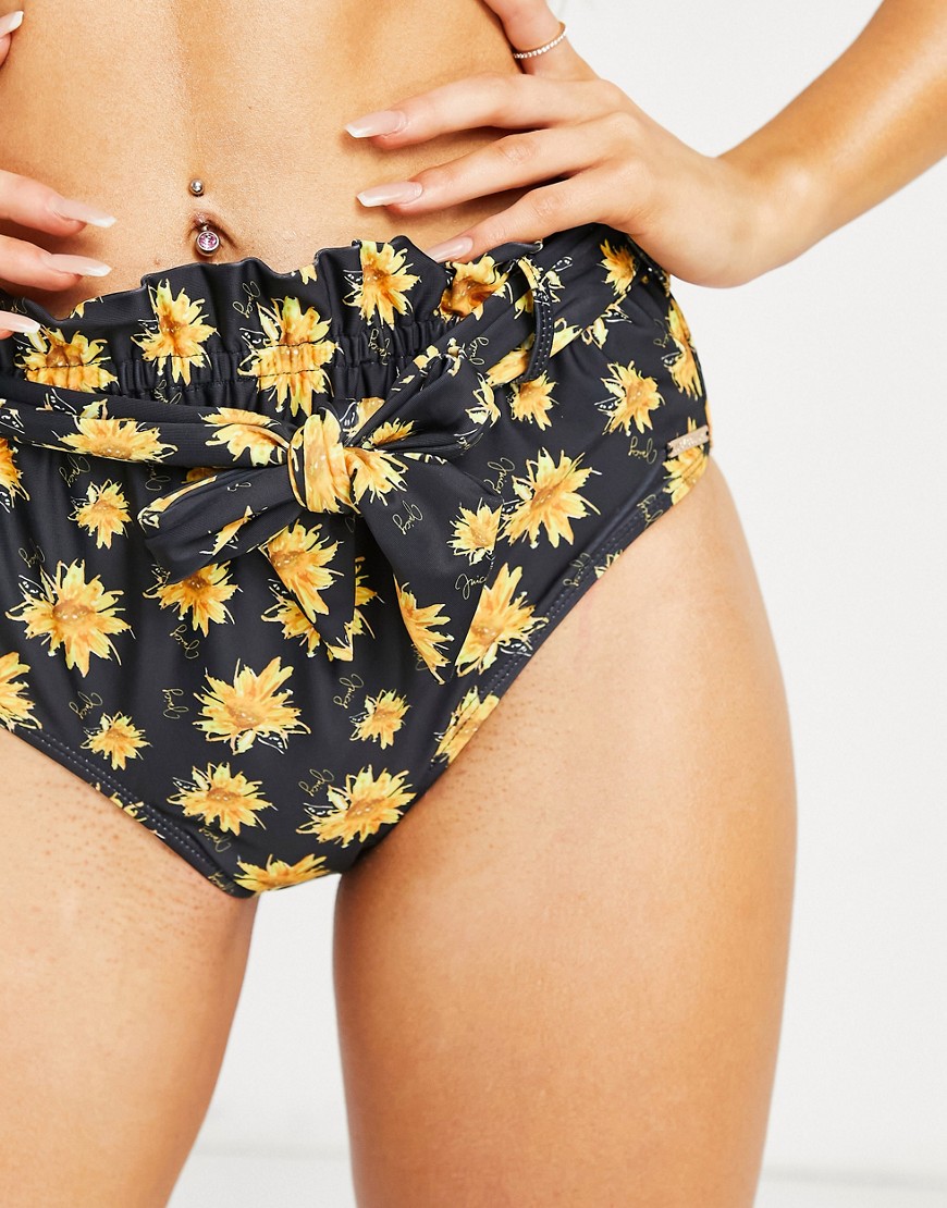 Juicy Couture good morning miss daisy high waist bikini bottoms in dandelion print-Multi