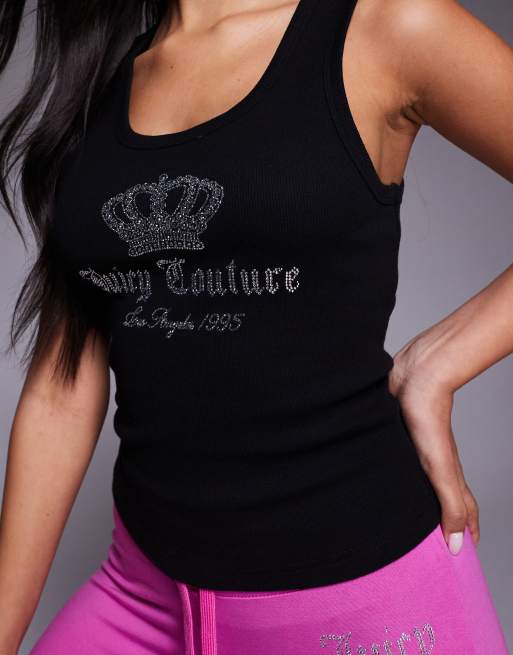 Juicy Couture - Gotchic - Canotta nera con logo a corona in strass, 4 di 4