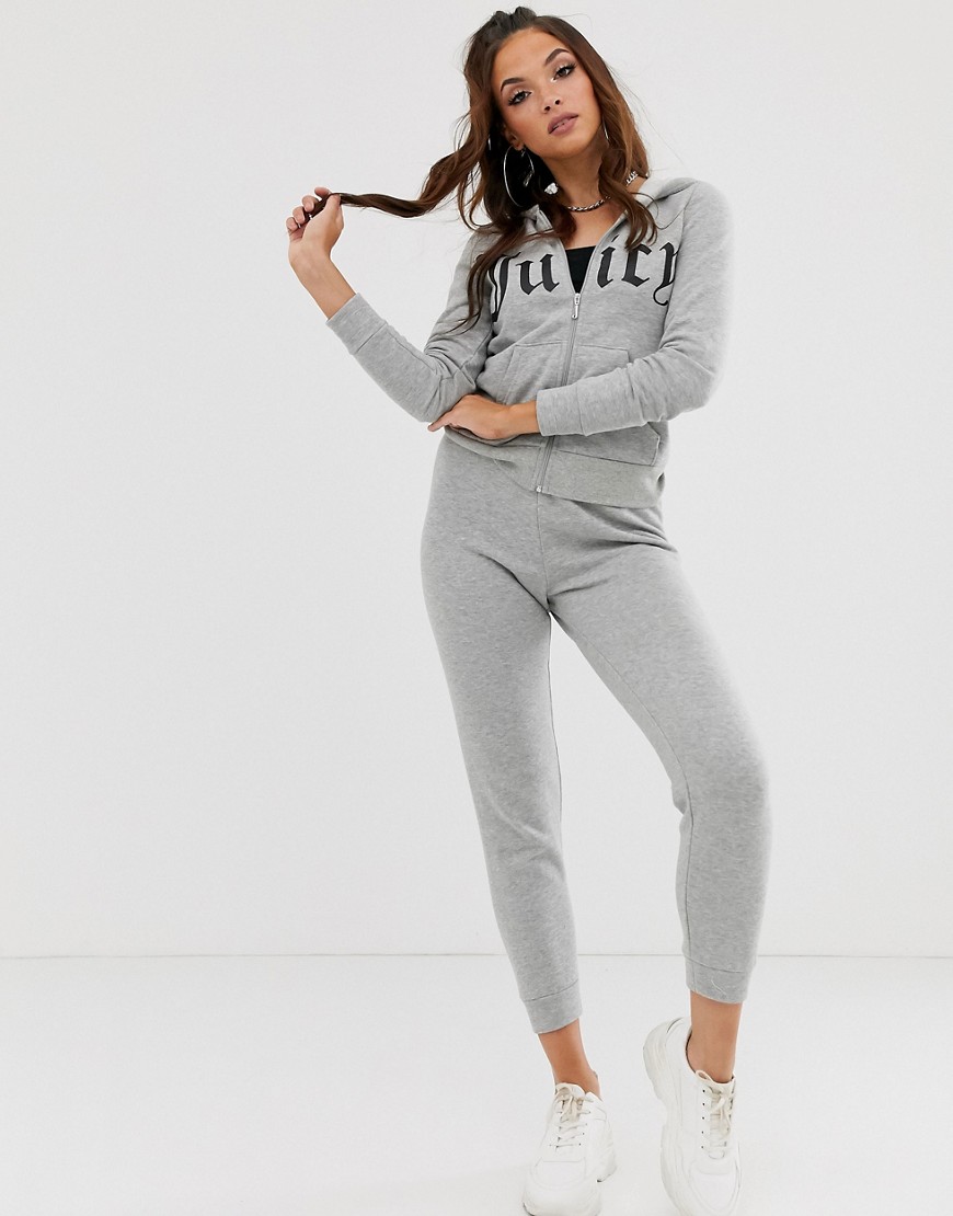 Juicy Couture gothic logo cuffed joggers-Grey