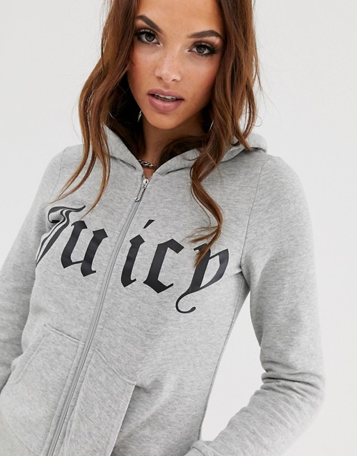 Juicy Couture gothic logo zip through hoodie