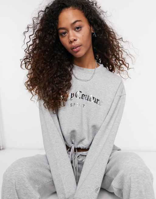 Juicy Couture – Set aus grauem Logo-Sweatshirt mit kurzem Schnitt und Shorts, Set, 2 von 3
