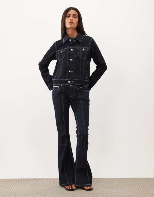 Juicy Couture hundemblem-logga denimjacka i mörkblått set, 4 av 4