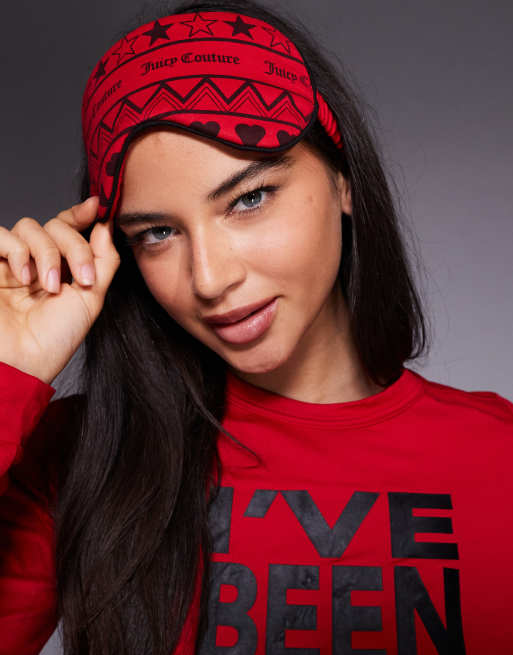 Juicy Couture ive been so good logo christmas pyjama and mask set in red, 4 of 4