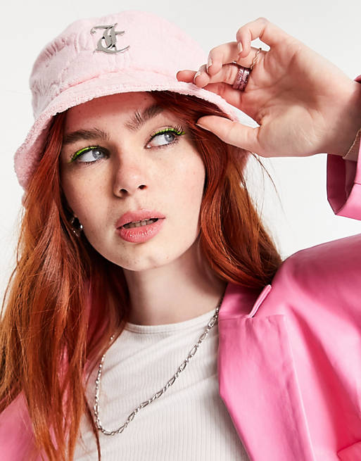 Juicy Couture jacquard towelling bucket hat in pink | ASOS
