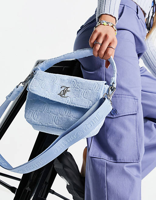 Juicy Couture jacquard towelling cross body handbag in powder blue