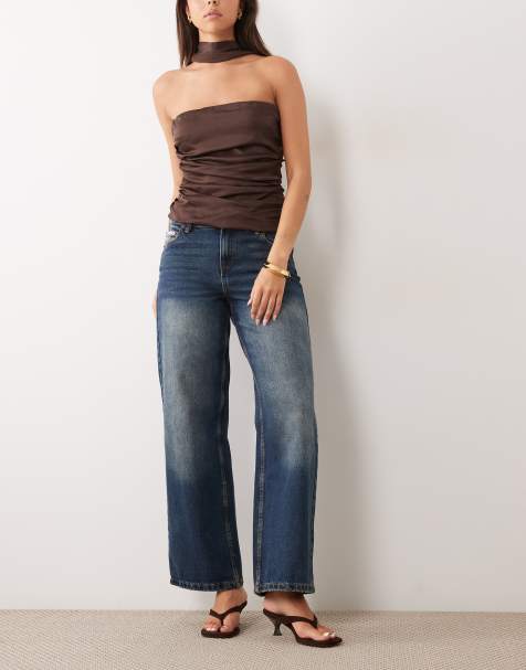 Juicy Couture - Jeans a vita medio alta a fondo ampio con stemma ricamato blu lavaggio vintage - view 1