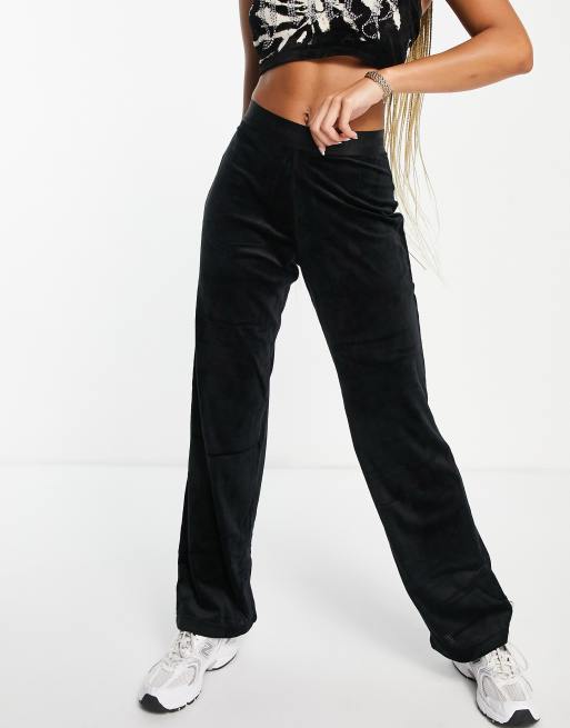 Juicy Couture - Joggers neri in velour a coste, 4 di 4