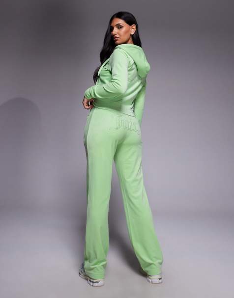 Juicy Couture - Joggingbroek van velours met trekkoord en siersteentjes in limoengroen, deel van co-ord set - view 1