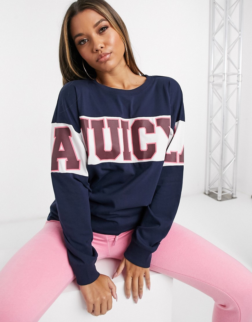 Juicy couture - Jxjc Juicy - T-shirt met lange mouwen, kleurvlakken en print-Blauw