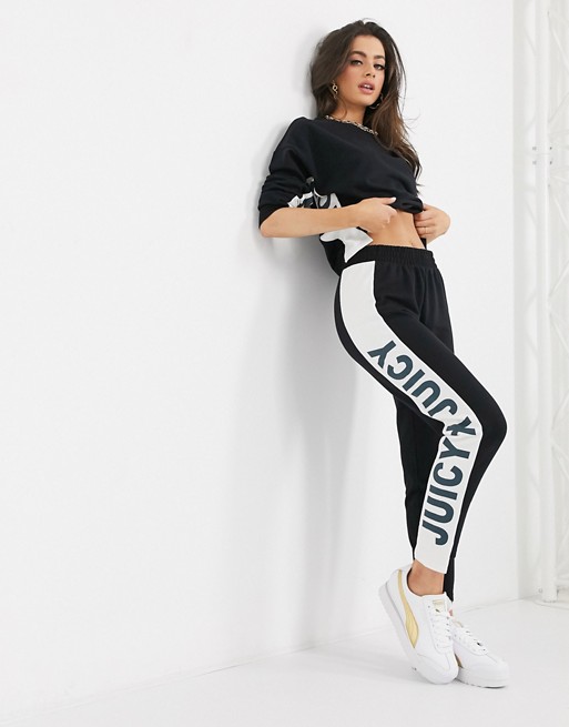 Juicy Couture Jxjc Jxj Side Panel Terry Track pant co-ord  in black