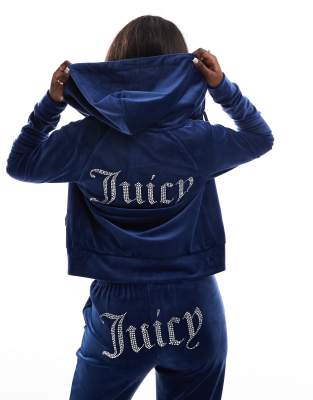 Juicy Couture - Kapuzenjacke aus Velours in dunklem Marineblau, Kombiteil