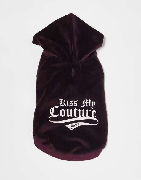Juicy Couture – Kiss My – Hunde-Kapuzenpullover aus Samt in Burgunderrot - view 1