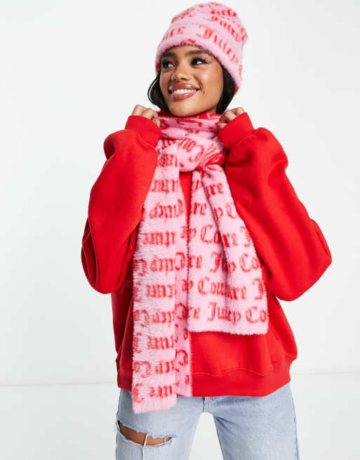 ASOS DESIGN knitted monogram scarf with A initial in pink