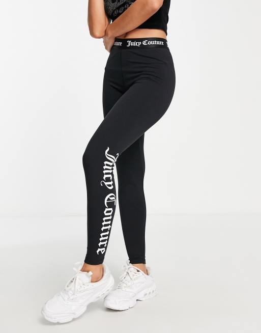 Juicy Couture Black Label Velour Leggings With Logo Waistband