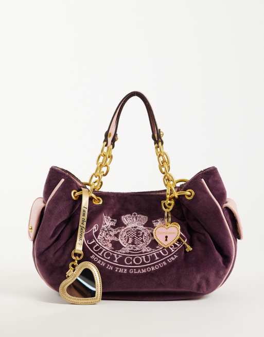 Juicy Couture logga medium axelväska med dubbla handtag i Wine Tasting, 1 av 4