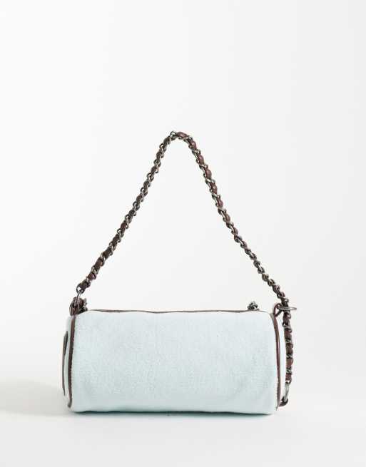 Juicy Couture logo barrel shoulder bag with charm detail in blue & brown, 4 of 4