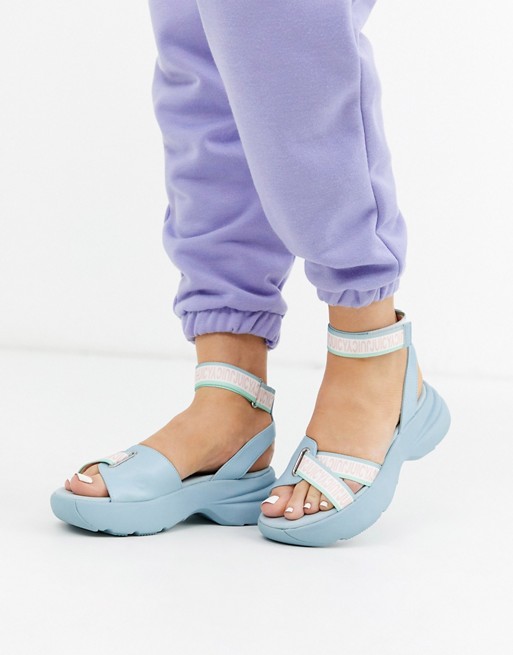 Juicy Couture logo chunky flatform sandals in blue