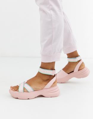 pink flatform sandals