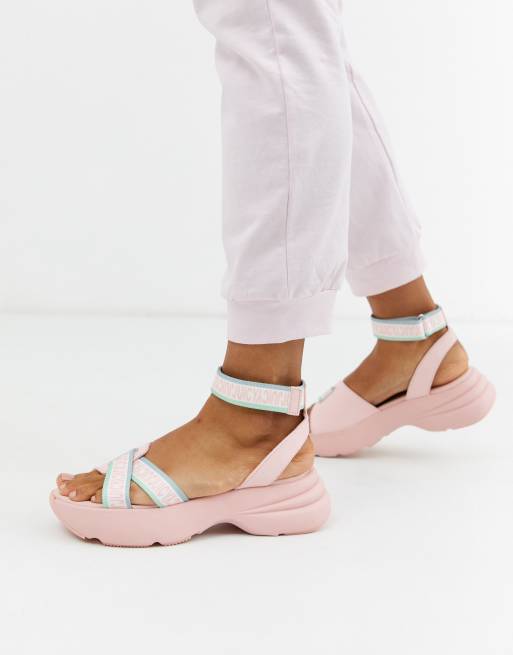 Juicy Couture logo chunky flatform sandals in pink ASOS