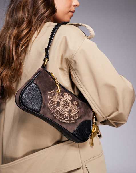 Juicy Couture logo crest shoulder bag in brown - view 1