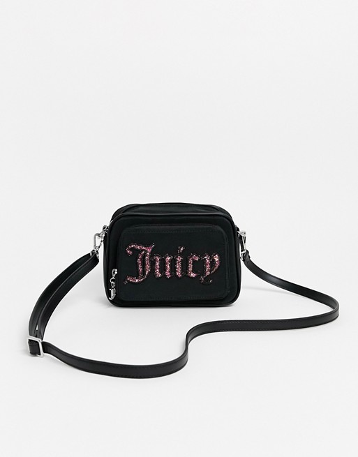 Juicy Couture logo cross body in black glitter