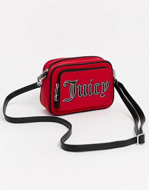 Juicy Couture logo cross body in red stud