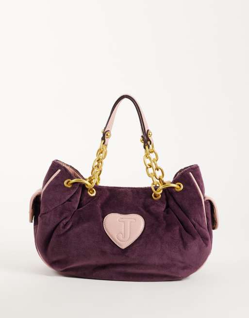 Juicy Couture logo middelgrote schoudertas met dubbele handgrepen in wijnrood, 4 van 4