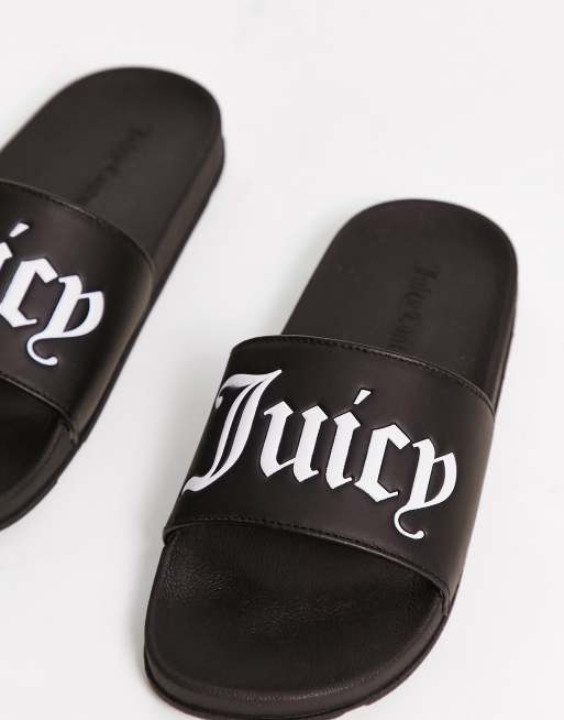 Juicy couture slides black hot sale