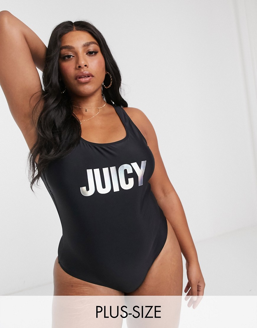 Juicy Couture logo swimsuit-Black