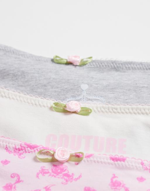 Juicy Couture lot de 3 strings imprimés logo multicolores, 2 de 3
