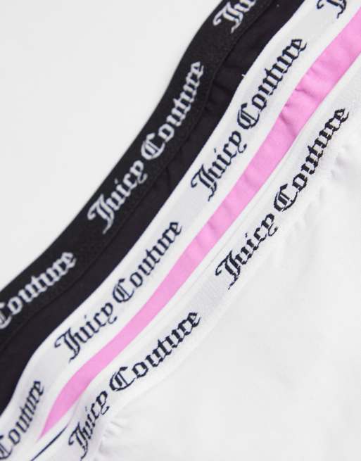 Juicy Couture - Lot de 3 culottes à logo - Noir, rose et blanc, 2 de 3