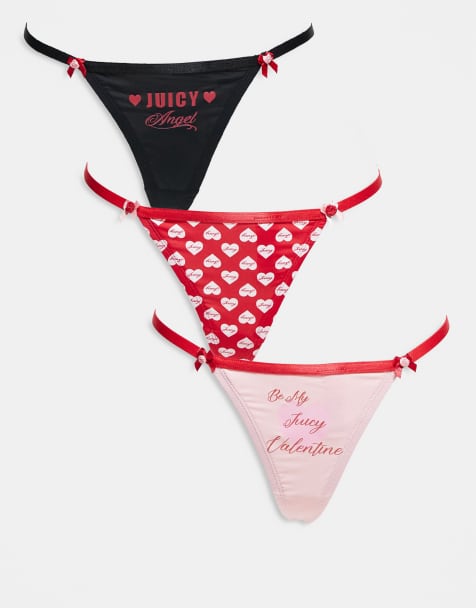 Juicy Couture - Lot de 3 strings de Saint-Valentin - Noir/rose/rouge à pois - view 1