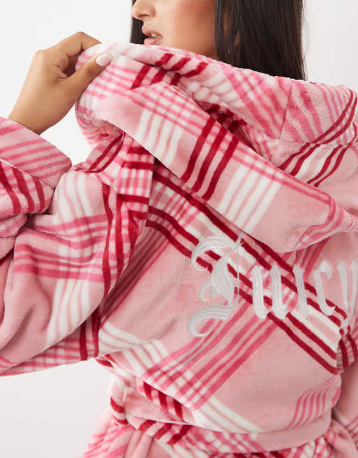 Juicy Couture Lottie accappatoio morbido a quadri rosa, 2 di 4