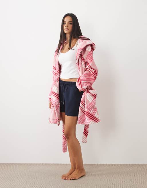 Juicy Couture Lottie accappatoio morbido a quadri rosa, 3 di 4
