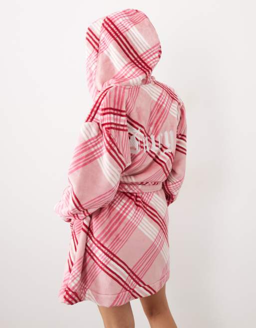 Juicy Couture Lottie zachte badjas met roze ruitprint, 4 van 4