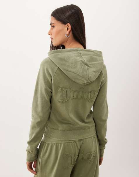 Juicy Couture Madison applique logo zip up hoodie in green (part of a set) - view 1