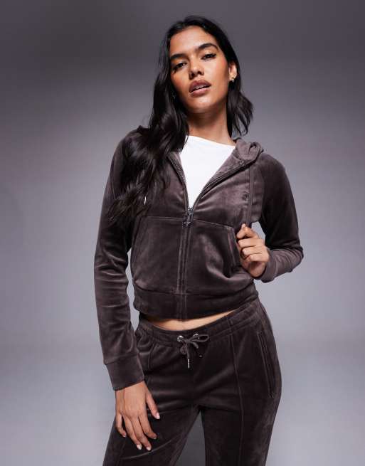 Juicy Couture – Brunt set i velour med dragkedja, 2 av 3