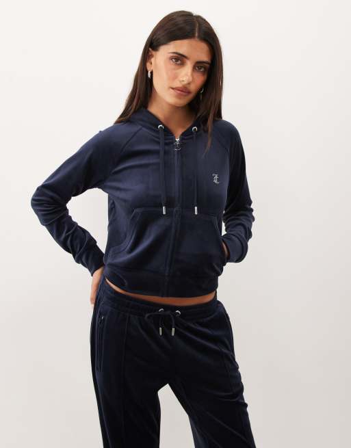 Juicy Couture Madison logo hættetrøje med lynlås som sæt i navy, 2 af 4