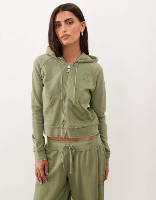 Juicy Couture Madison sweat à capuche zippé coordonné avec logo appliqué en vert, 4 de 4