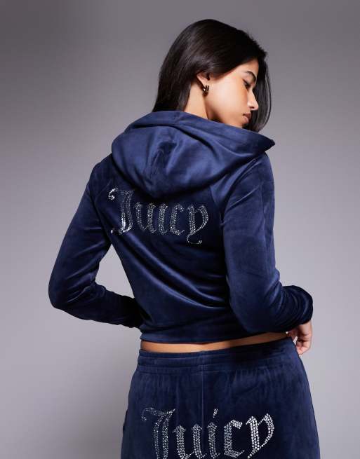 Juicy Couture – Marinblå huvtröja med dragkedja, del av set, 2 av 4