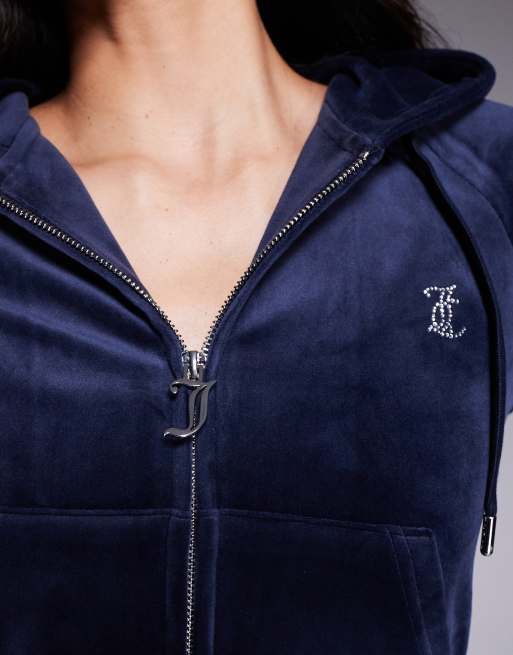 Juicy Couture – Marinblå huvtröja med dragkedja, del av set, 3 av 4