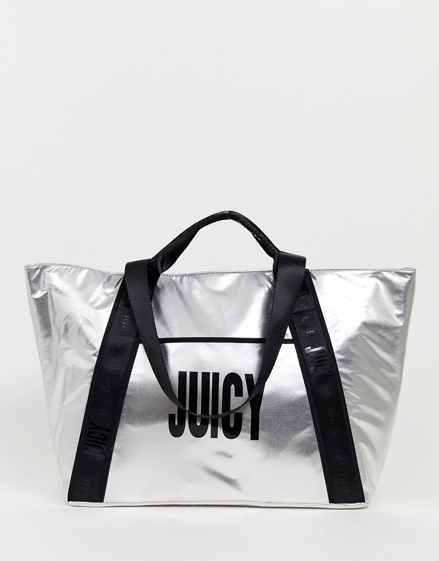 Juicy Couture - Maxi borsa con logo-Argento