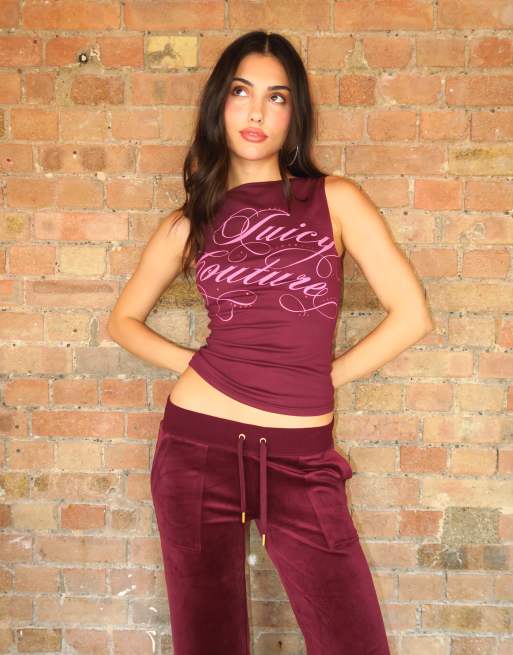 Juicy Couture Mia rebelle logga med båtringning topp i vinrött, 2 av 4
