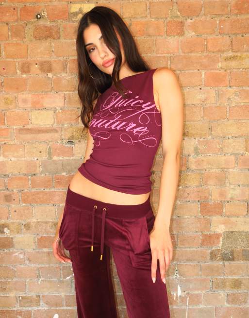 Juicy Couture Mia rebelle logga med båtringning topp i vinrött, 3 av 4